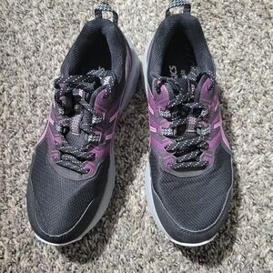 Asics Black and Purple Sneakers Comfortable Athletic Design